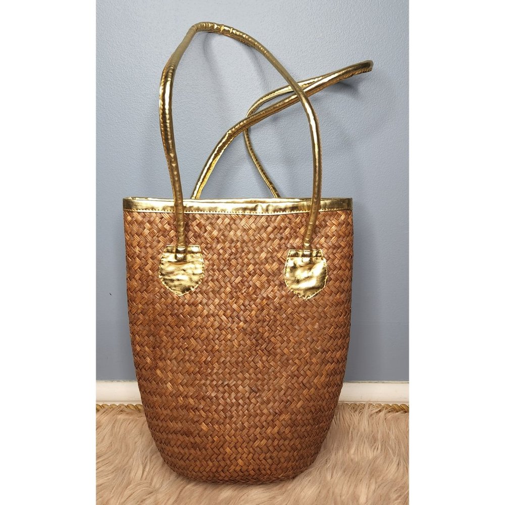 ISLAND PLANET Braided Brown Beach Tote